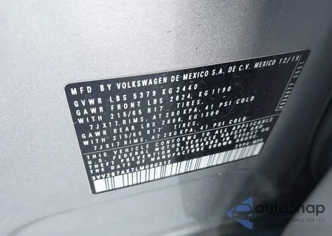 2020 Volkswagen Tiguan 2.0T Se/2.0T Se R-Line Black/2.0T Sel from USA, damaged, VIN 3VV2B7AX7LM080312